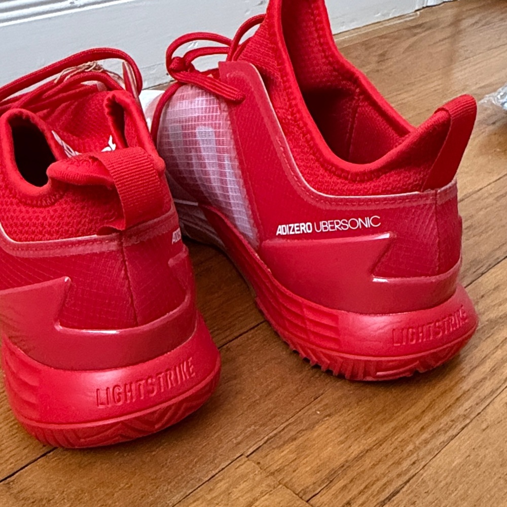 Adidas Men's Red and White Athletic Shoes Adizero Ubersonic 4 - Picture 2 of 7